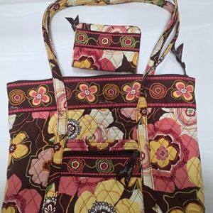 Vera Bradley Pink and Yellow Floral Shoulder Bag